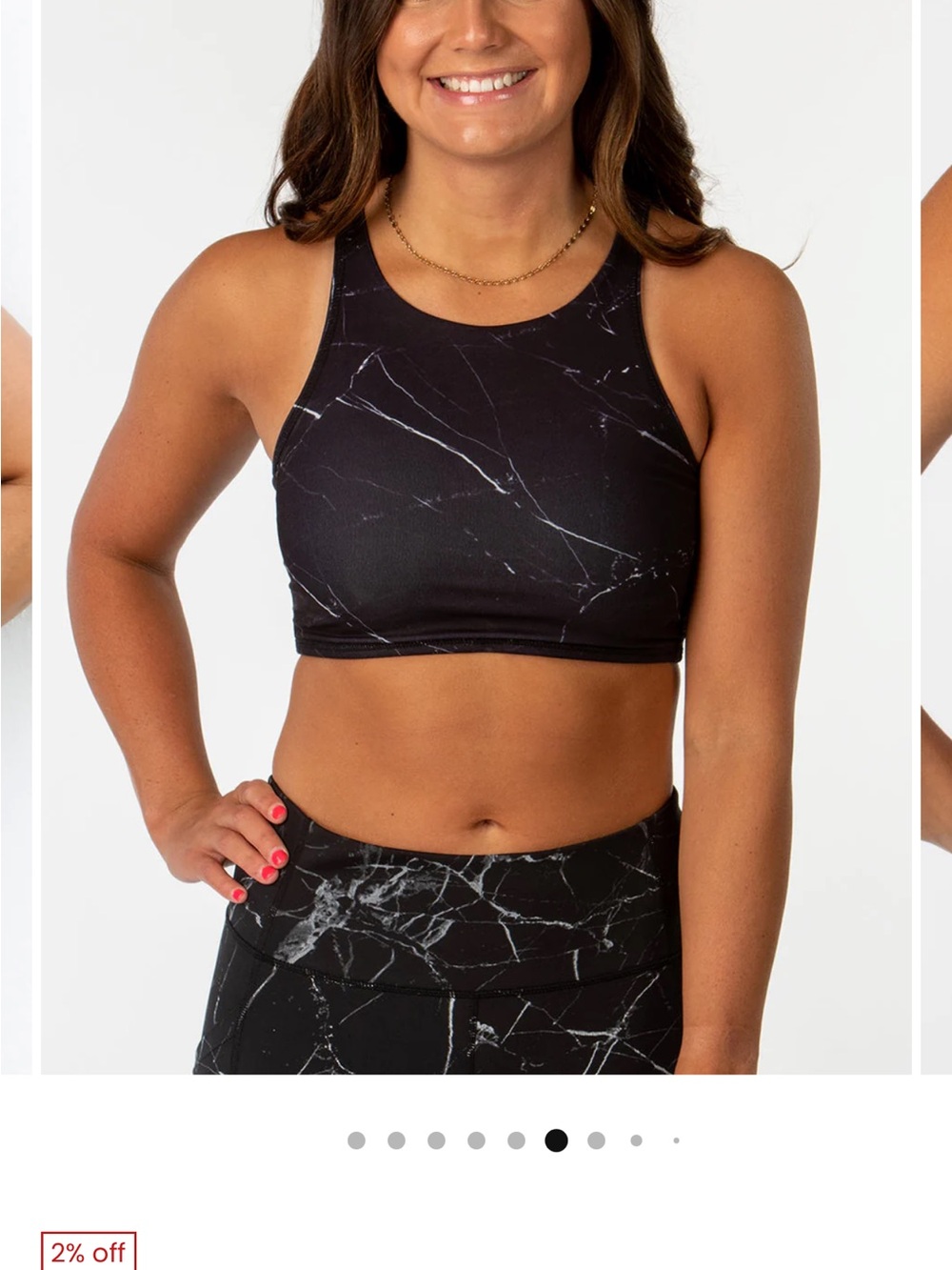 KIAVA Black Marble High-Neck Sports Bra